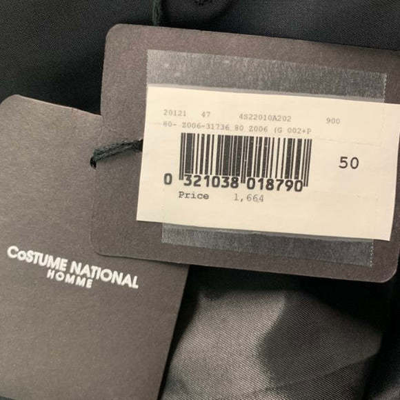 CoSTUME NATIONAL Black Solid Wool Silk Notch Lapel Sport Coat - Picture 9 of 9